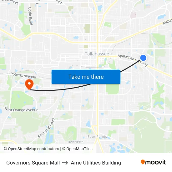 Governors Square Mall to Ame Utilities Building map