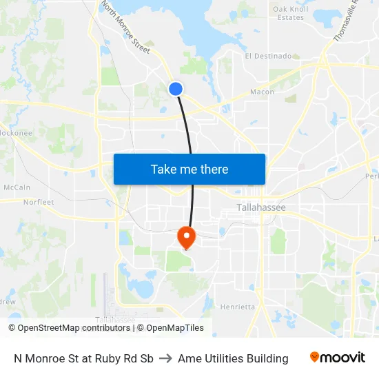 N Monroe St at Ruby Rd Sb to Ame Utilities Building map