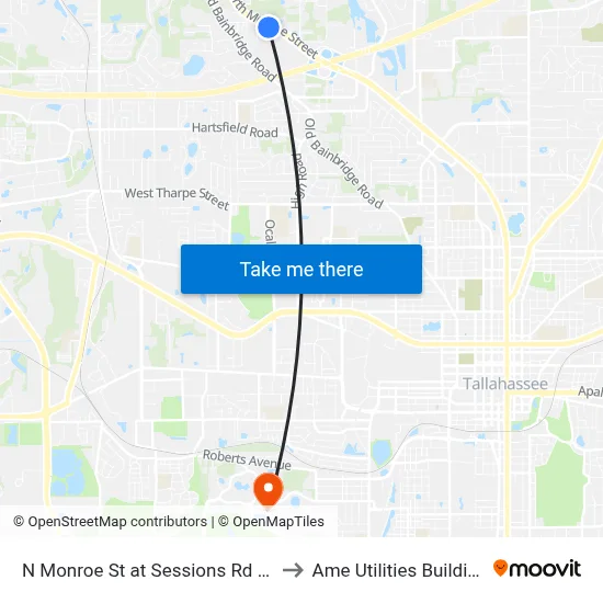 N Monroe St at Sessions Rd Sb to Ame Utilities Building map