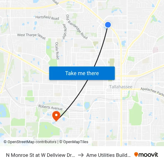 N Monroe St at W Dellview Dr Nb to Ame Utilities Building map