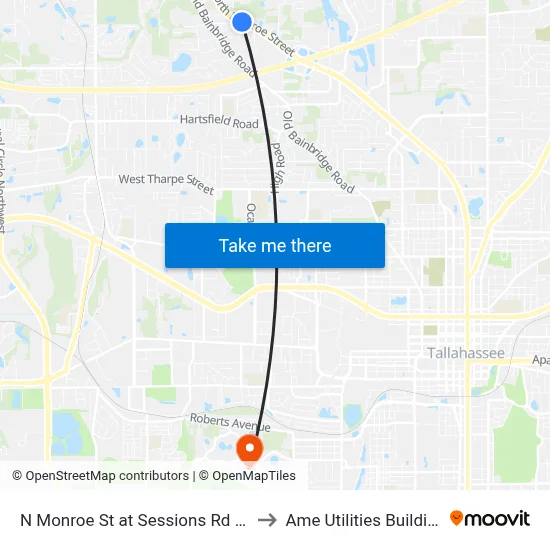 N Monroe St at Sessions Rd Nb to Ame Utilities Building map