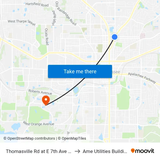 Thomasville Rd at E 7th Ave Sb to Ame Utilities Building map