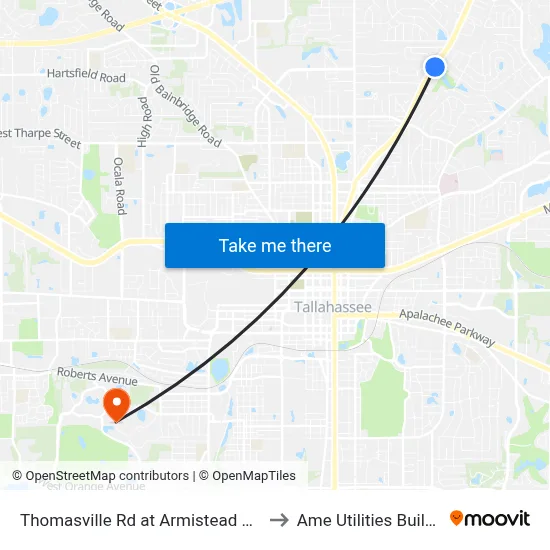 Thomasville Rd at Armistead Rd Nb to Ame Utilities Building map
