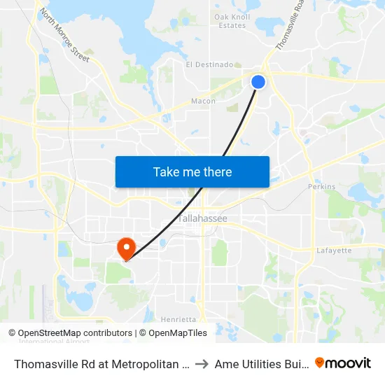 Thomasville Rd at Metropolitan Blvd Nb to Ame Utilities Building map