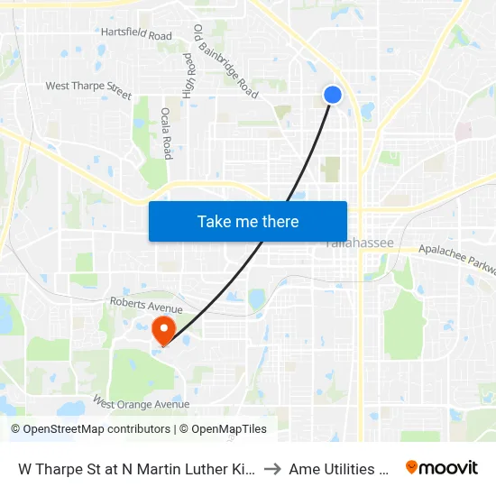 W Tharpe St at N Martin Luther King Jr Blvd Eb to Ame Utilities Building map