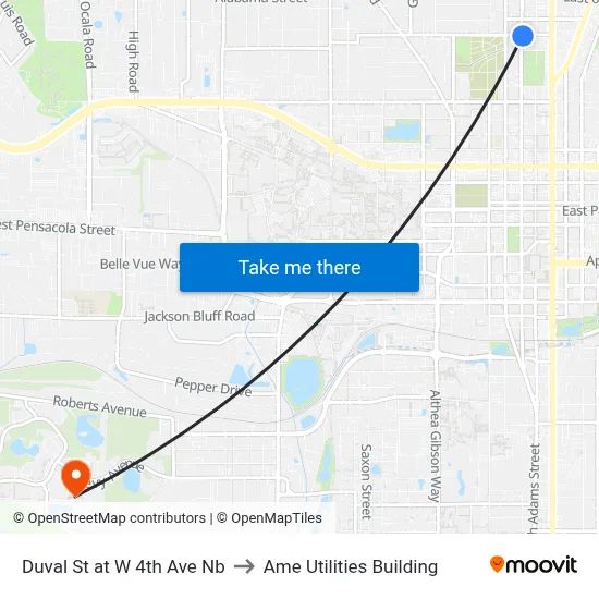Duval St at W 4th Ave Nb to Ame Utilities Building map