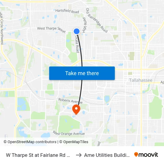 W Tharpe St at Fairlane Rd Wb to Ame Utilities Building map