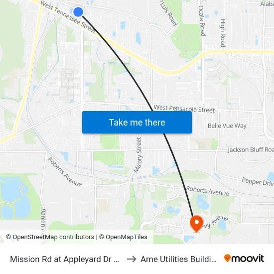 Mission Rd at Appleyard Dr Sb to Ame Utilities Building map