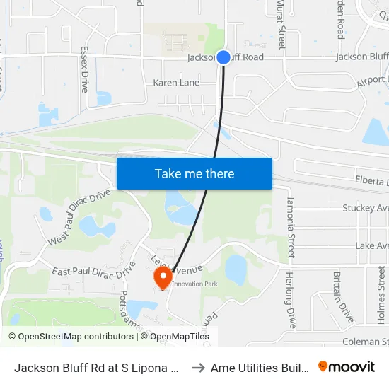 Jackson Bluff Rd at S Lipona Rd Wb to Ame Utilities Building map