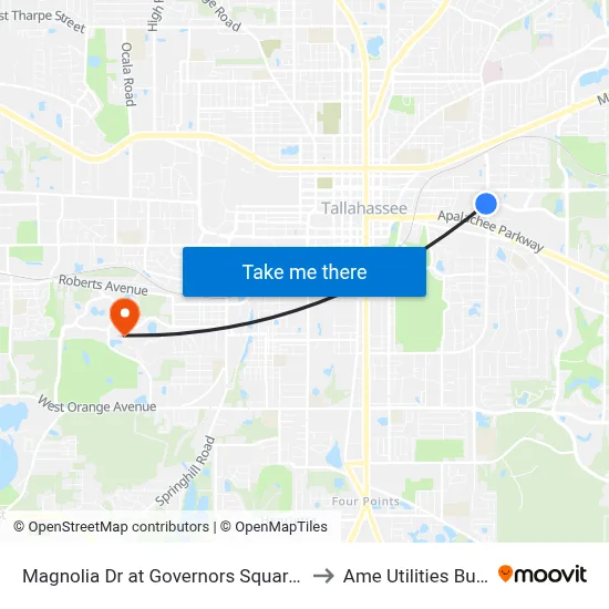 Magnolia Dr at Governors Square Blvd Sb to Ame Utilities Building map