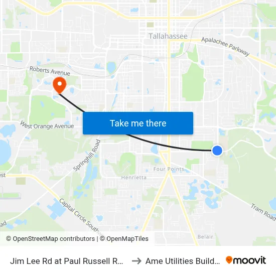 Jim Lee Rd at Paul Russell Rd Sb to Ame Utilities Building map