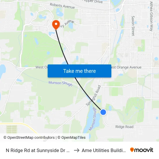 N Ridge Rd at Sunnyside Dr Sb to Ame Utilities Building map