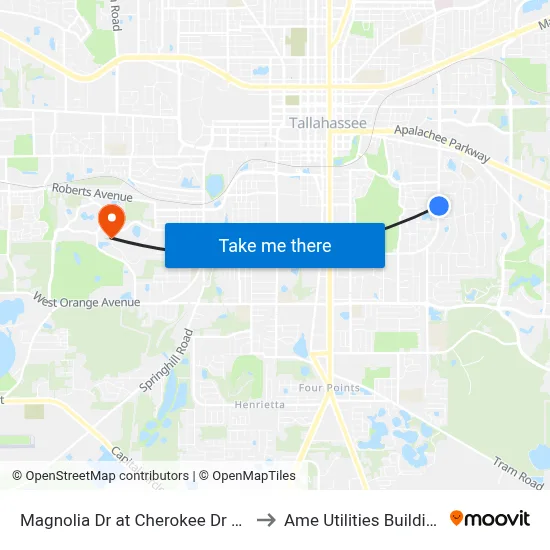 Magnolia Dr at Cherokee Dr Nb to Ame Utilities Building map