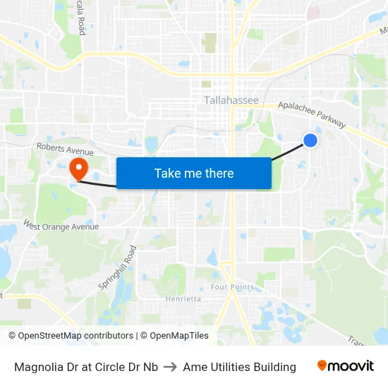 Magnolia Dr at Circle Dr Nb to Ame Utilities Building map