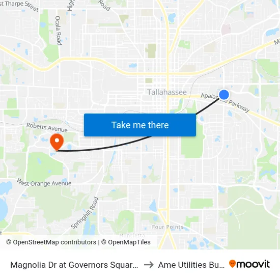 Magnolia Dr at Governors Square Blvd Nb to Ame Utilities Building map