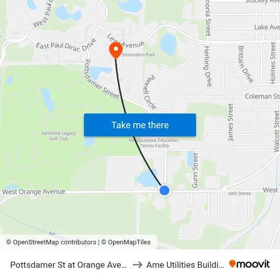 Pottsdamer St at Orange Ave Sb to Ame Utilities Building map