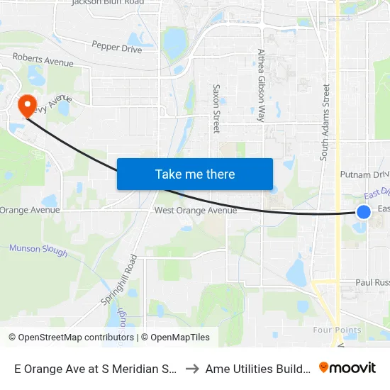 E Orange Ave at S Meridian St Eb to Ame Utilities Building map