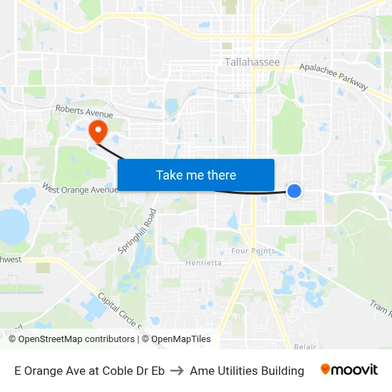 E Orange Ave at Coble Dr Eb to Ame Utilities Building map