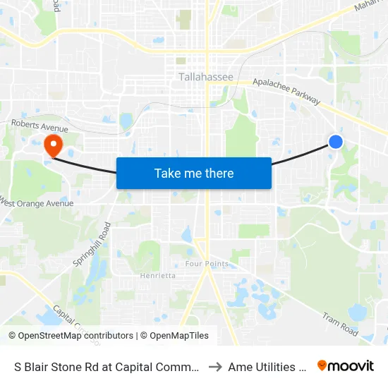 S Blair Stone Rd at Capital Commerce Center Nb to Ame Utilities Building map