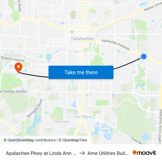 Apalachee Pkwy at Linda Ann Dr Eb to Ame Utilities Building map