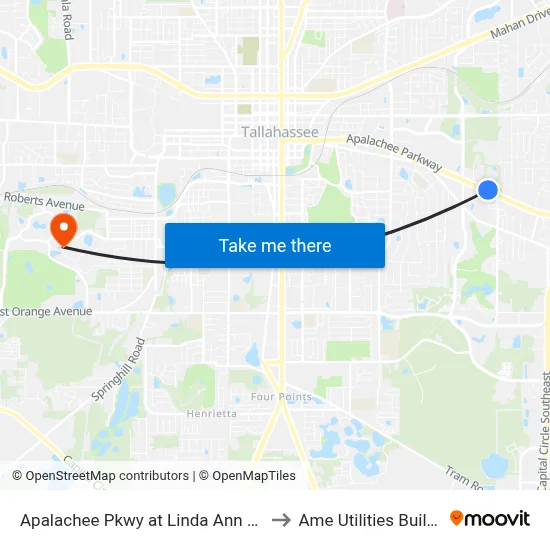 Apalachee Pkwy at Linda Ann Dr Wb to Ame Utilities Building map