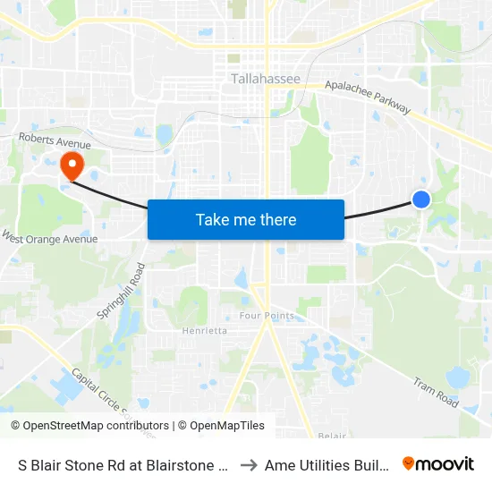 S Blair Stone Rd at Blairstone Ct Sb to Ame Utilities Building map