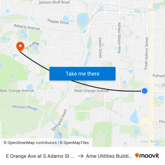 E Orange Ave at S Adams St Wb to Ame Utilities Building map