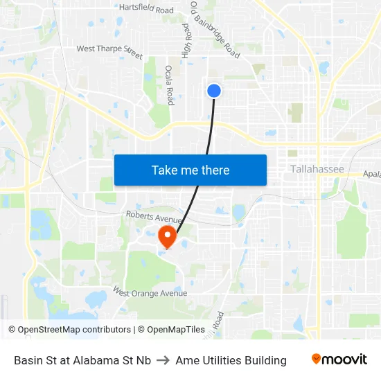 Basin St at Alabama St Nb to Ame Utilities Building map