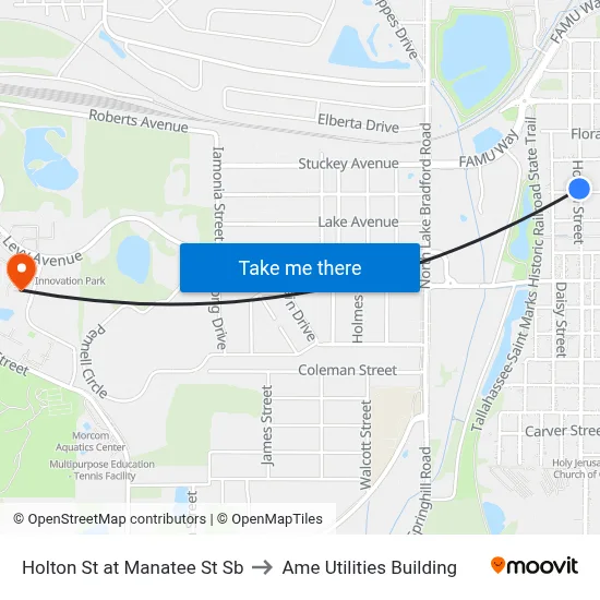 Holton St at Manatee St Sb to Ame Utilities Building map