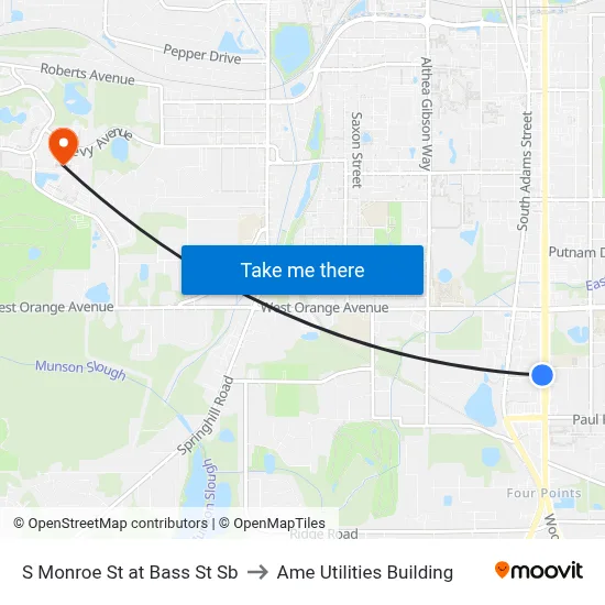 S Monroe St at Bass St Sb to Ame Utilities Building map
