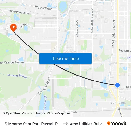 S Monroe St at Paul Russell Rd Sb to Ame Utilities Building map