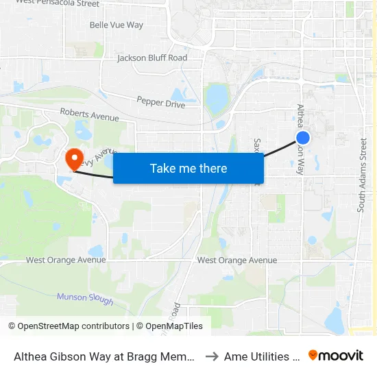 Althea Gibson Way at Bragg Memorial Stadium Nb to Ame Utilities Building map