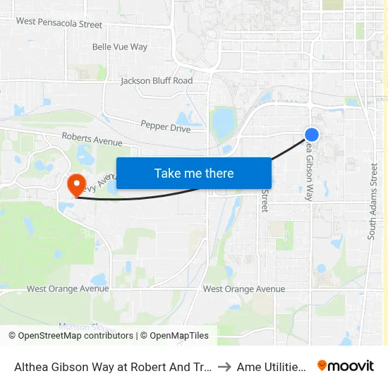 Althea Gibson Way at Robert And Trudie Perkins Way Nb to Ame Utilities Building map