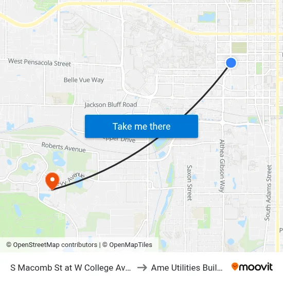 S Macomb St at W College Ave Nb to Ame Utilities Building map