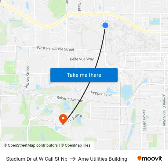 Stadium Dr at W Call St Nb to Ame Utilities Building map