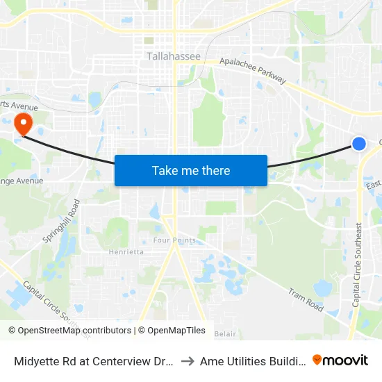 Midyette Rd at Centerview Dr Sb to Ame Utilities Building map