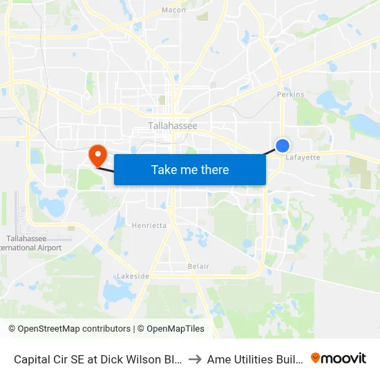 Capital Cir SE at Dick Wilson Blvd Nb to Ame Utilities Building map