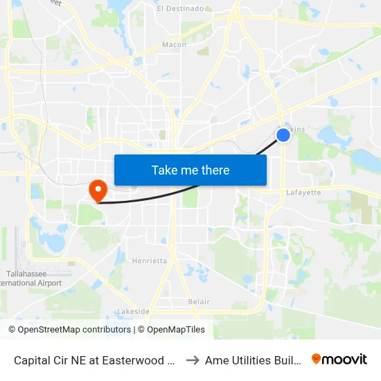 Capital Cir NE at Easterwood Dr Nb to Ame Utilities Building map