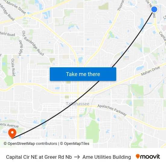 Capital Cir NE at Greer Rd Nb to Ame Utilities Building map