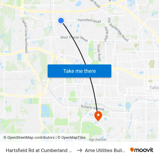Hartsfield Rd at Cumberland Dr Eb to Ame Utilities Building map