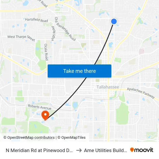 N Meridian Rd at Pinewood Dr Sb to Ame Utilities Building map