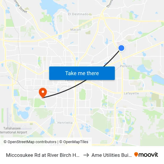 Miccosukee Rd at River Birch Hollow Eb to Ame Utilities Building map
