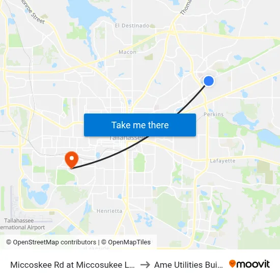 Miccoskee Rd at Miccosukee Loop Eb to Ame Utilities Building map