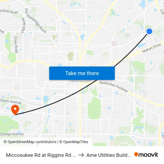 Miccosukee Rd at Riggins Rd Wb to Ame Utilities Building map