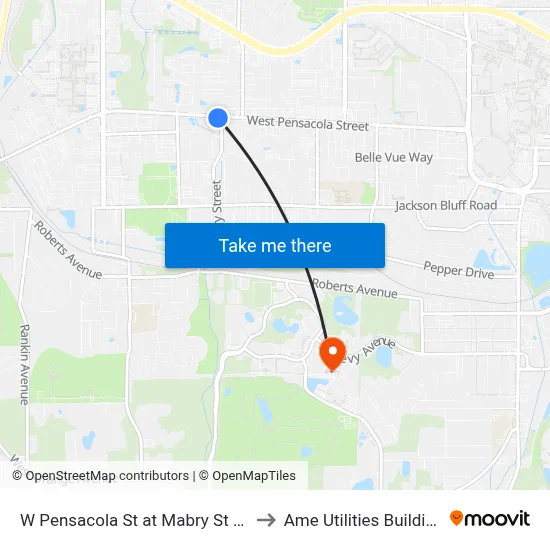 W Pensacola St at Mabry St Eb to Ame Utilities Building map