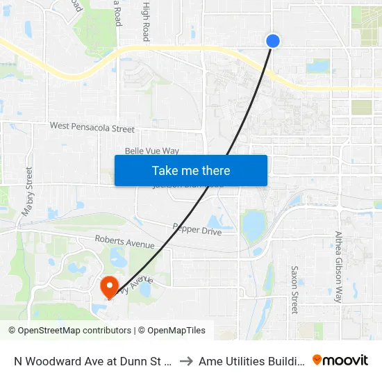 N Woodward Ave at Dunn St Nb to Ame Utilities Building map