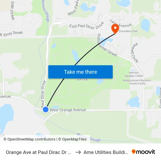 Orange Ave at Paul Dirac Dr Wb to Ame Utilities Building map