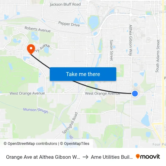 Orange Ave at Althea Gibson Way Wb to Ame Utilities Building map