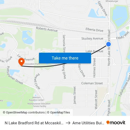 N Lake Bradford Rd at Mccaskill Ave Sb to Ame Utilities Building map