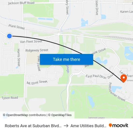 Roberts Ave at Suburban Blvd Wb to Ame Utilities Building map